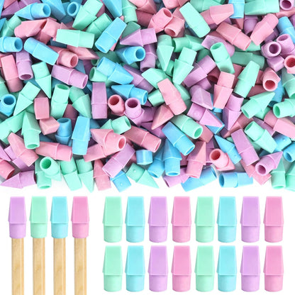 PRALB 400PCS Pencil Top Eraser Bulk Caps for Pencils,Chisel Shape Erasers Toppers for Party Favors Games Prizes, Pencil Top Erasers Cap for Home School Classroom Office Cool Color Series