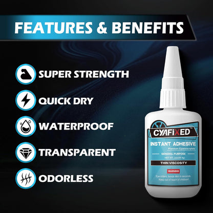 Super Glue Liquid 113.6 Gram, Ultra Fast Thin Viscosity Instant Clear Cyanoacrylate Adhesive, Food Safe CA Glue for Wood Plastic Aquarium Ceramic Shoe Repair Leather Glass Metal Rubber Model Craft