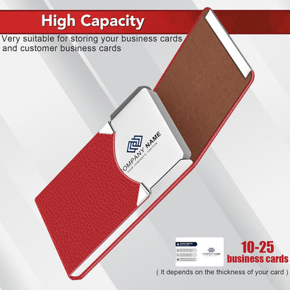 Business Card Holder with Ultra Slim Design, Business Card Case with Premium PU Leather, Suit Pocket Metal Card Holder for Women/Men, Magnetic Closure Quick Access Cards