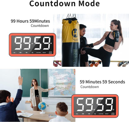 VOCOO Digital Kitchen Timer with 7.8” Extra Large Display, Magnetic LED, with 3 Brightness, 4 Alarms and 3 Volume Levels, Battery Powered Countdown Count Up Timer for Cooking, Classroom, Home Gym