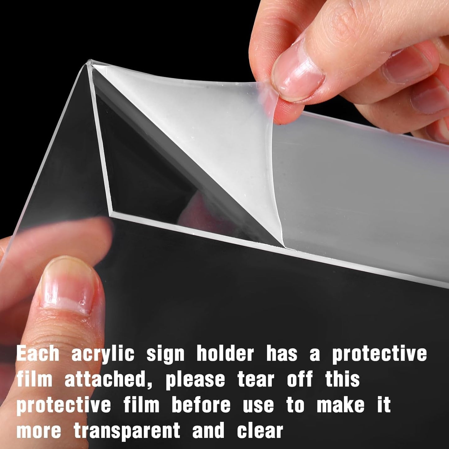 Vicenpal 6 Pcs 7x5 Inch Clear Acrylic Sign Holder Plastic L-shape Vertical Menu Stand, Picture Photo Frames, Table Paper Holder, Flyer Sign Display Stand for Restaurants, Store, Office, Wedding