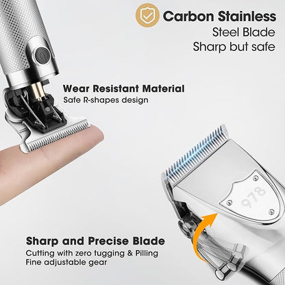Lanumi Professional Hair Clippers Electric Razor Shavers Men 3 Piece Set Rechargeable Clippers and Trimmers Beard Trimmer Barber Kit with Travel Case Clippers for Hair Cutting Gifts for him