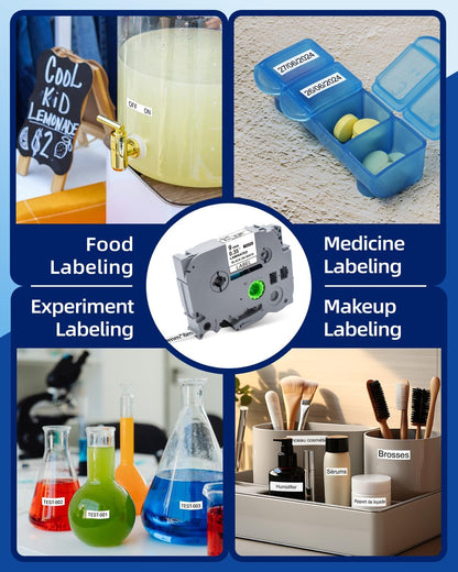 9mm Label Maker Tape TZe-221 Replacement for Brother TZe TZ Tape 9mm 0.35" Laminated (Black on White) P Touch Label Tape TZe221 for Brother PT-D220 H100 D410 D600 1890 H103W, 3 Pack