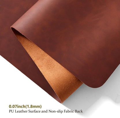 Distressed Leather Desk Mat - Non-Slip PU Desk Pad for Office and Home - Desk Organization and Accessories - Ideal for Large Mouse Pad and Desk Mats on Top of Desks(Mahogany,36"x 17")
