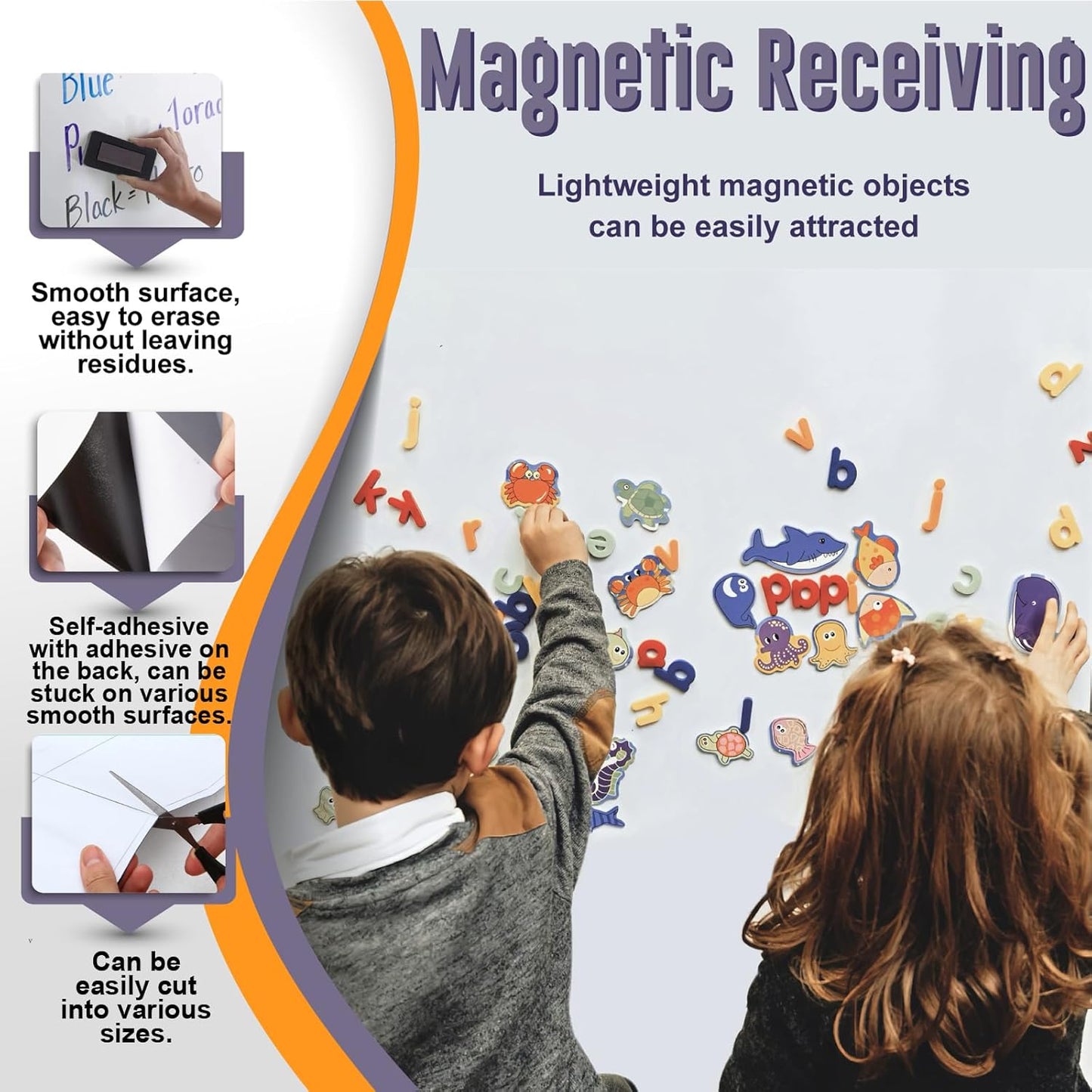 Magnetic Whiteboard Sticker Dry Erase Board for Wall - Adhesive Backing 48" x 36" Whiteboard for Classroom Office Home