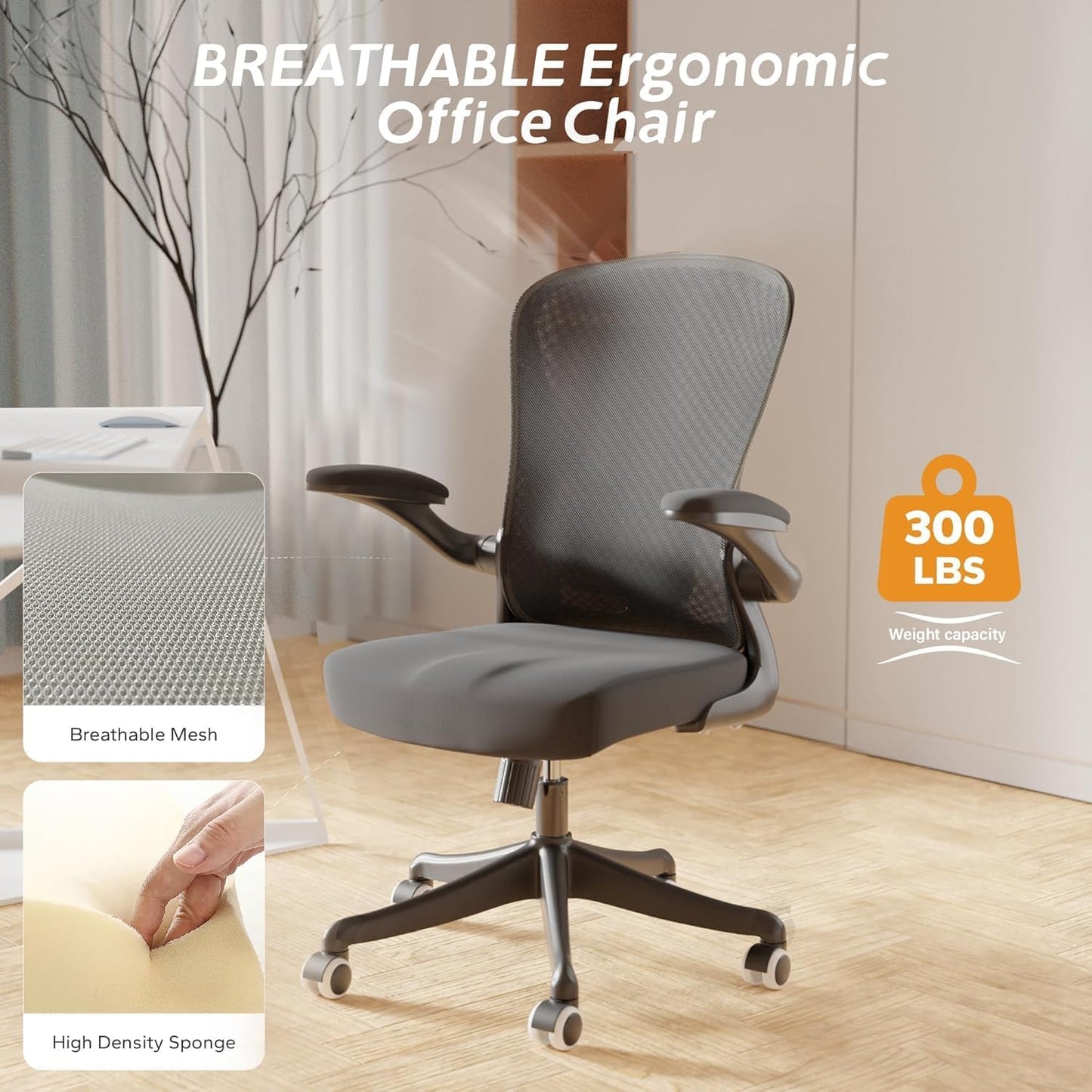 Desk Office Chairs Computer Mesh Chair Executive Chair with Lumbar for Home & Office (03BLACK)