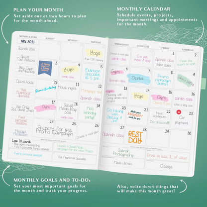 Legend Planner PRO Hourly Schedule - Weekly & Daily Organizer with Time Slots. Appointment Book Journal for Work & Personal, A4 (Aquamarine)