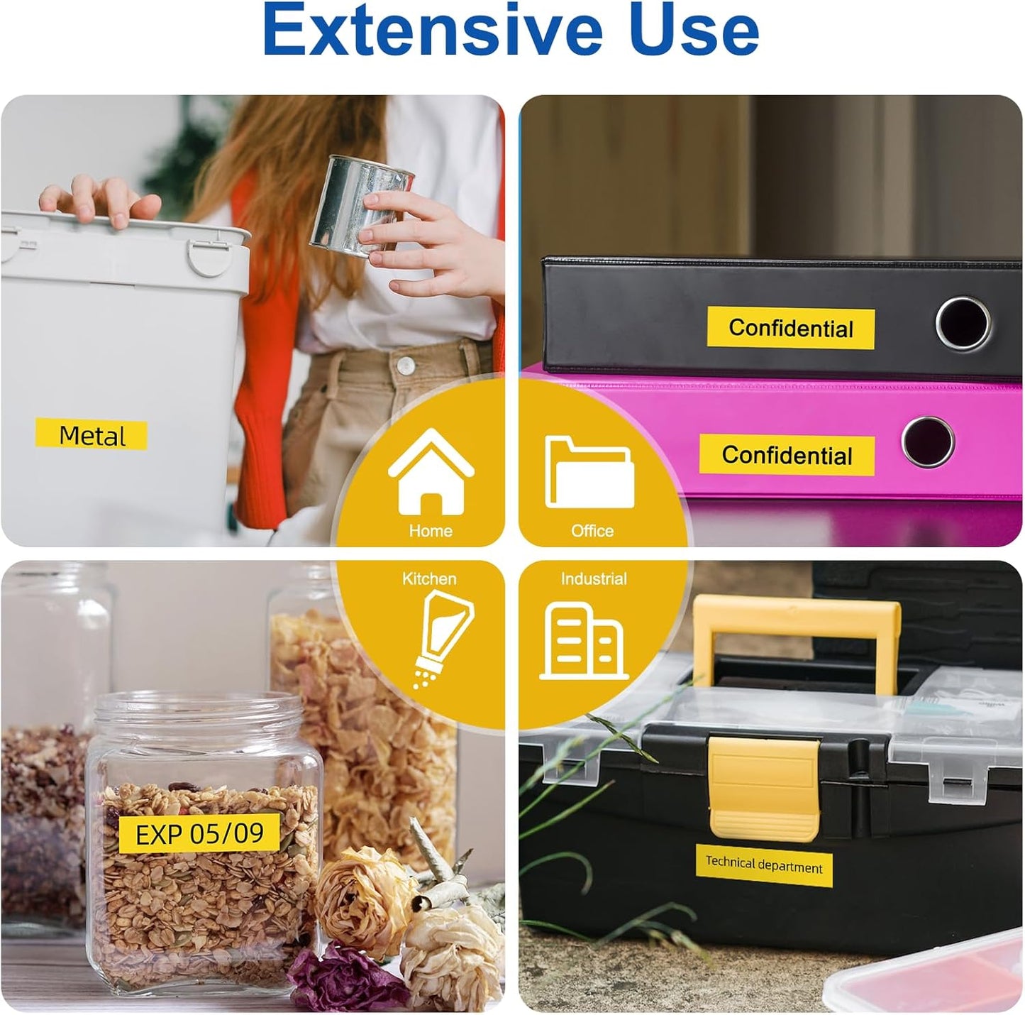 Labelife TZe-631 Label Tape 12mm Yellow Replace for Brother TZe TZ Tape 12mm 0.47 Laminated Yellow TZe631 TZ-631 P Touch Label Maker Tape for Ptouch PT-D210 PT-D220 PT-H110 D600 D400, 4-Pack