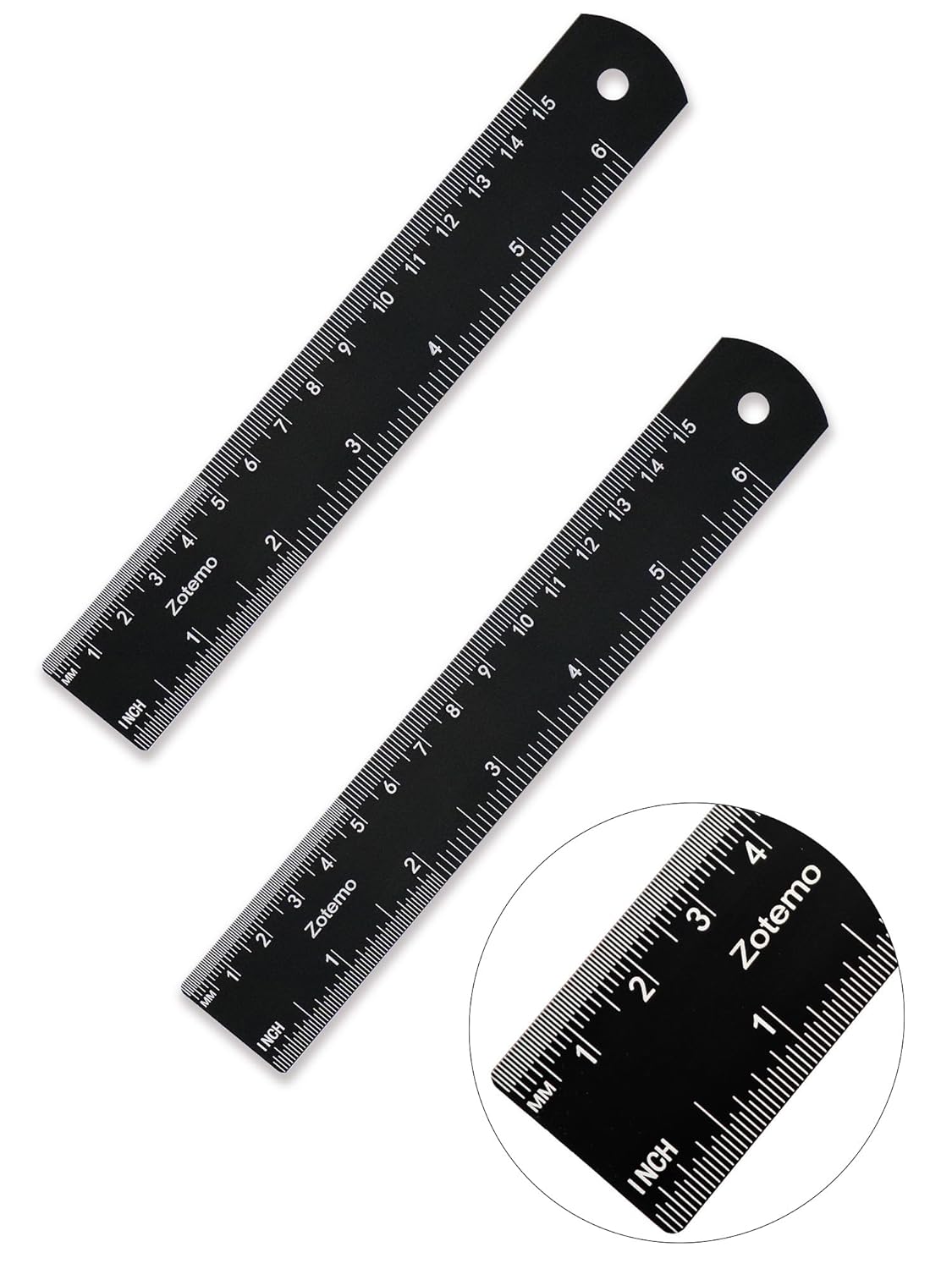6 Inch Metal Ruler Set - Dual Scale Metric & Imperial,150 mm Straight Edge Rule, Laser Engraved, Edge-to-Edge Measuring for School, Geometry, Crafting & Gifts (2-Pack)