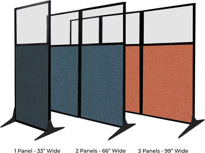 Versare Workstation Partition | Portable Wall Divider | Modern Office Cubicle | Free Standing Privacy Screen | Flexible Work Space | 99" x 70" Black Fabric Panels