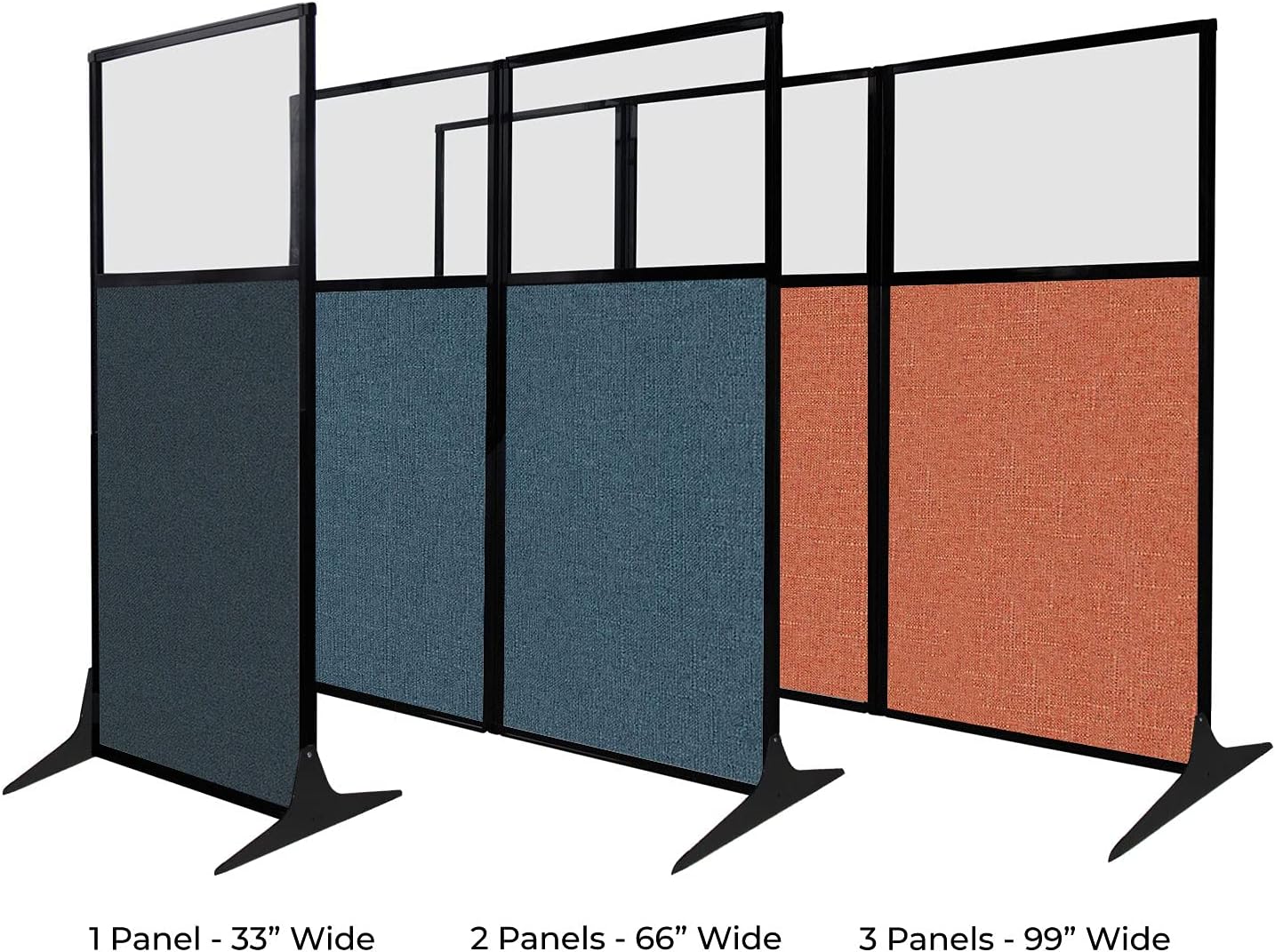 Versare Workstation Partition | Portable Wall Divider | Modern Office Cubicle | Free Standing Privacy Screen | Flexible Work Space | 99" x 70" Slate Fabric Panels