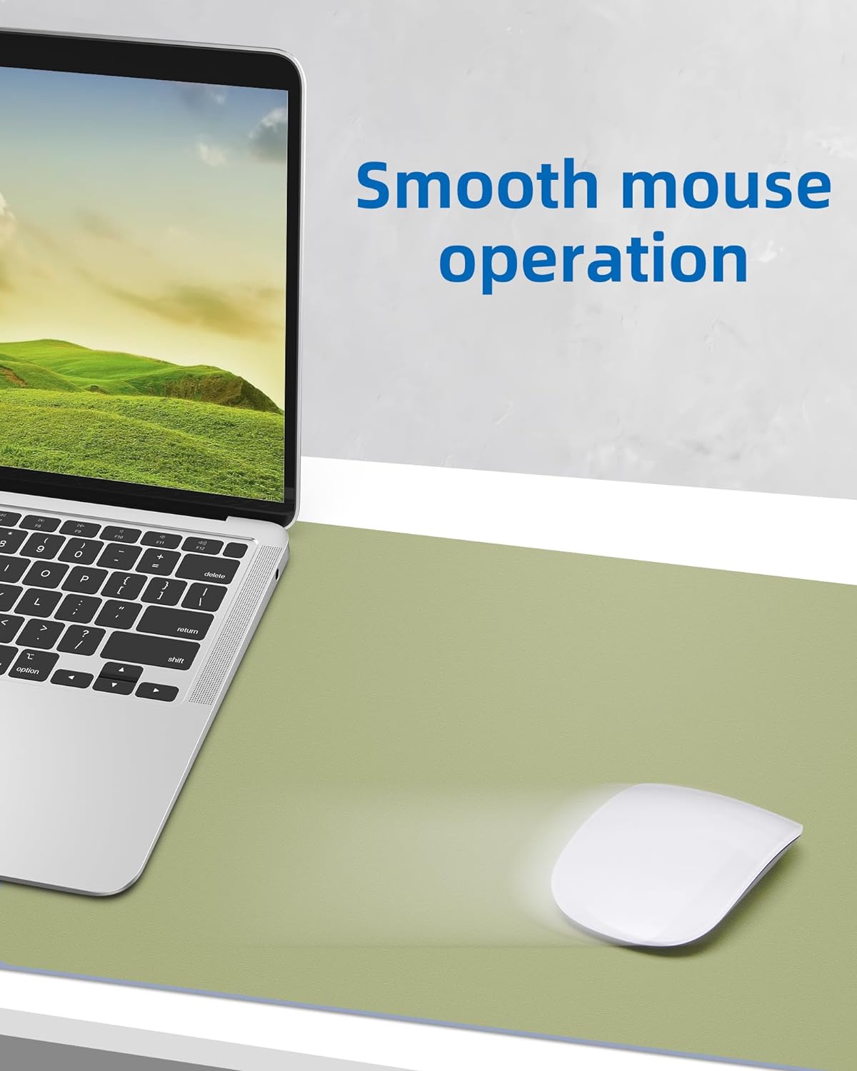 AFIING Leather Desk Pad Protector,Mouse Pad,Office Desk Mat, Non-Slip PU Leather Desk Blotter,Large Desk mat,Waterproof Keyboard mat for Office/Home/Decor (Olive Green,55"" x 17"")