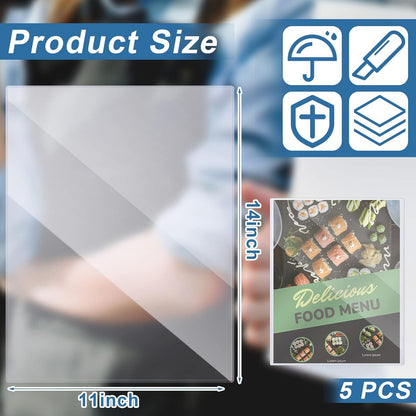 Henoyso 5 Pcs 11x14 Inch PVC Rigid Print Protectors, Heavy Duty Hard Plastic Poster Sleeves for Prints, Magazines, Photos & Paper, Ideal Rigid Menu Covers Paper Page Protectors