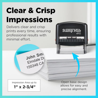 Self Inking Personalized Stamp - Up to 6 Lines, Custom Return Address, Customizable Office Name Rubber - Easy to Change Ink Cartridge, Multiple Ink Color Options - Extra Large