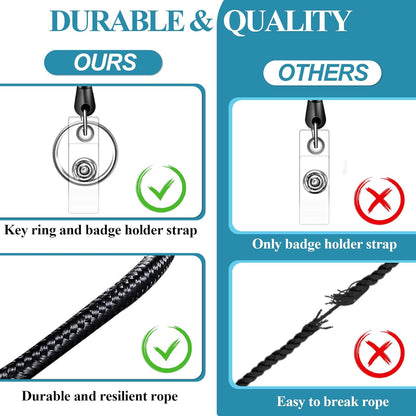 6 Pack Retractable ID Badge Holder Badge Reel with Carabiner and Belt Clip Badge Reels Retractable with Key Chain for Office Worker Doctor Nurse