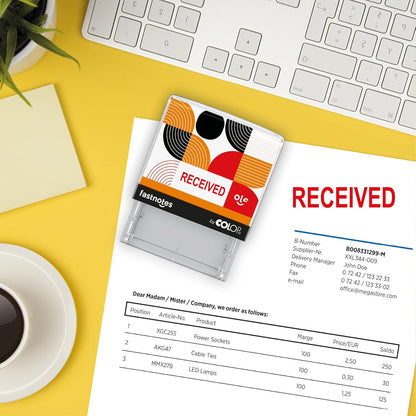 Fastnotes Received Self-Inking Rubber Stamp by COLOP - Great for Office Documents, Notary, Warehouse, Accounting Paperwork, Business, and Legal Documentation - Red Ink (Received- Red)