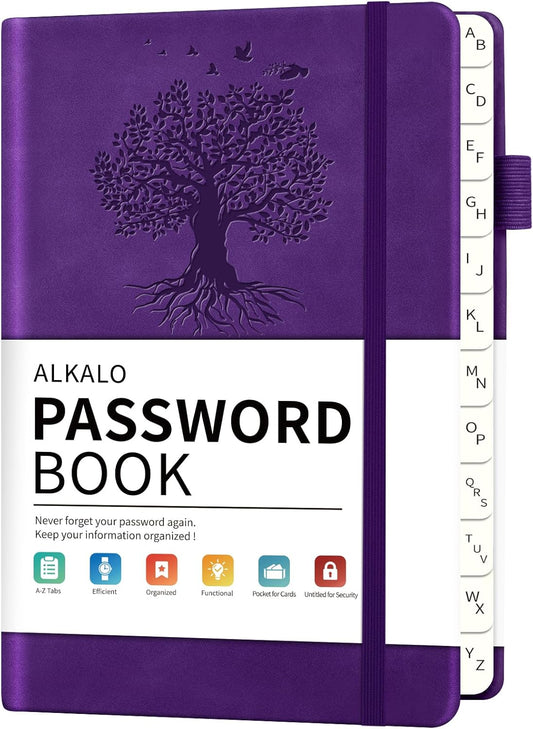 Password Book with Alphabetical Tabs, 4.5"x5.9"Small Pocket Password Keeper Book, 160 Pages/100GSM Hardcover Notebook, Password Organizer for Internet Website Address Login