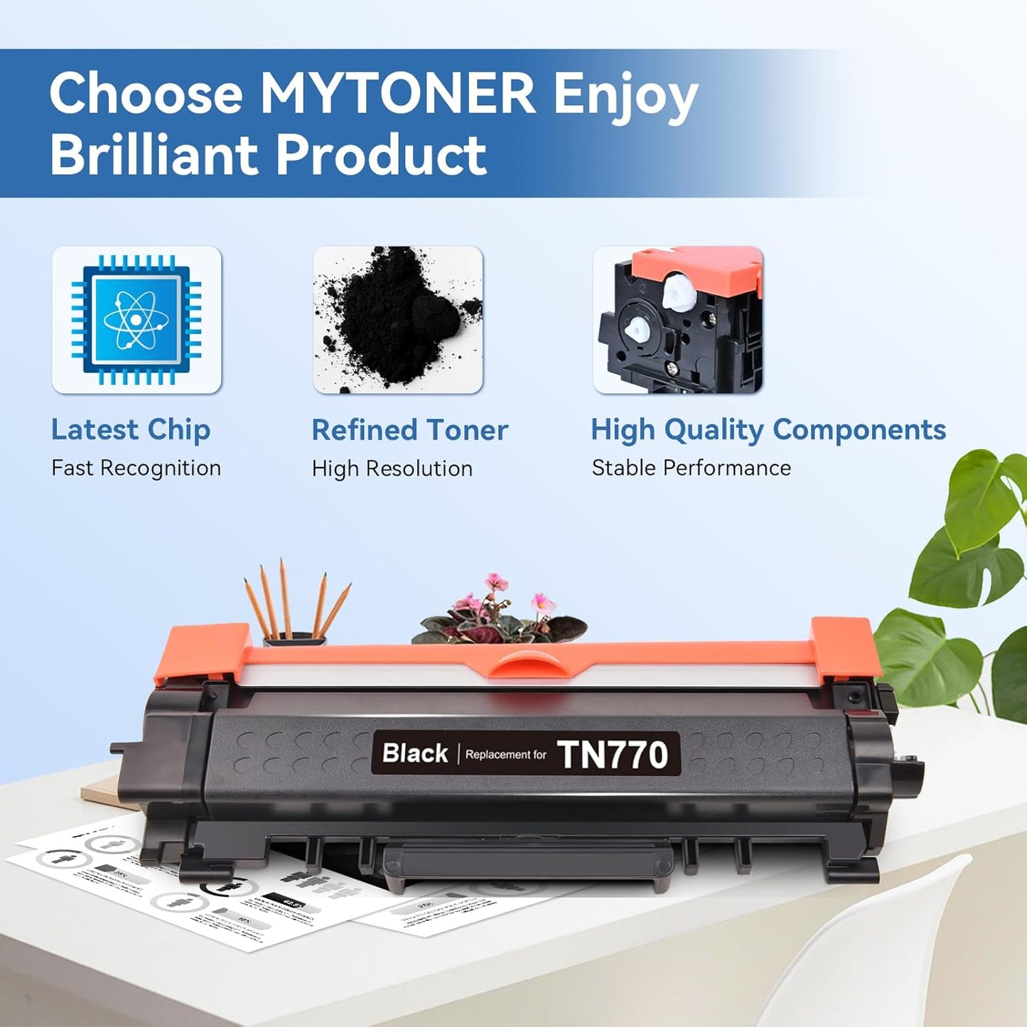 MYTONER Compatible Toner Replacement for Brother TN-770 TN770 Super High Yield Black Toner Cartridge for HL-L2370DW L2370DWXL MFC-L2750DW L2750DWXL Printer 4,500 Page, 2-Pack