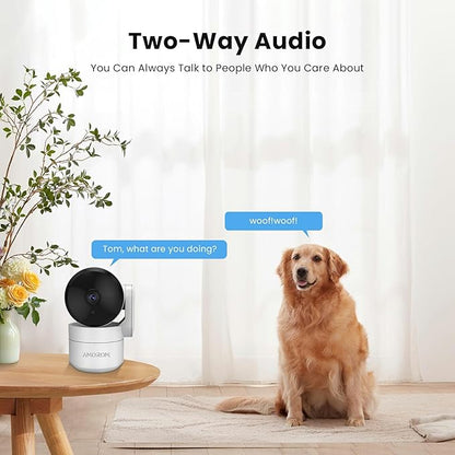 Indoor Security Camera with 360 Monitor, Home Cameras with 2-Way Audio, Night Vision, Motion Detection, Phone App, Cloud & SD Card Storage, Work with Alexa/Google, 2.4GHz WiFi and Bluetooth, 4 Pack