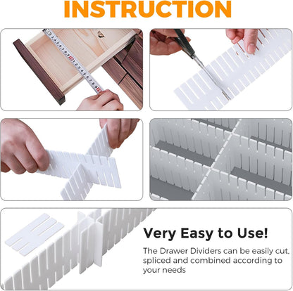 ALBAD Plastic Drawer Dividers Adjustable Drawer Organizer Dividers Separator for Tidying Clutter/Cutlery/Underwear/Socks/Clothes/Dresses/Boxes/Bins in Kitchen Bathroom Bedroom Office (8)