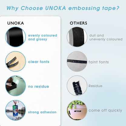 UNOKA Embossing Tape Neon Compatible for DYMO Organizer Xpress Label Maker Refills, 3/8 3D Plastic Colored, Neon Pink/Orange/Green/Red/Blue/Black for Dynamo S0717930 Omega Junior Embosser, 6 Pack