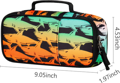 Choco Mocha Shark Pencil Case for Boys, Soft Pencil Case Kids Pencils Pouch for Kindergarten Boys, Orange