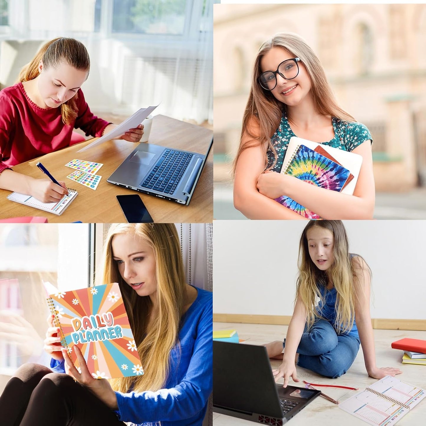 2025 Undated Weekly Planner,To Do List Notebook, Daily Notepad,Weekly Goals Planner, Habit Tracker Journal for Home and Work,8×10inch, Tie Dye