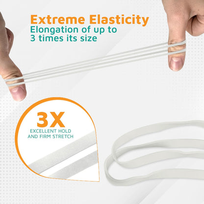 PlasticMill White Rubber Bands Size 33 (3 1/2" x 1/8") - #33 Rubber Bands Office Supplies - Strong, Elastic Bands for Crafts, Balloon Garland, Cash, File Folders (100-Pack)