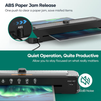 Laminator Machine A3 with 50 Laminating Sheets, Laminator Thermal and Cold with Paper Trimmer Corner Rounder, High-Speed Jam-Free, Low-Noise 13-Inch Laminating Machine(Black)