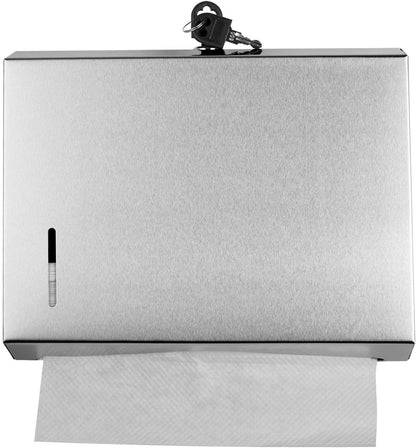 Wall Mounte Paper Towel Dispensers, 10.4" L x 3.3" D x 8.3" H, Stainless Steel C-Fold Multifold Hand Paper Tissue Holder with Lock