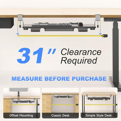 suptek Under Desk Keyboard Tray with Storage Drawer – 26.7" x 11.8" Large Workspace, Heavy-Duty C-Clamp Mount, Adjustable Height, Easy Installation – Perfect for Home Office, DSF6CT