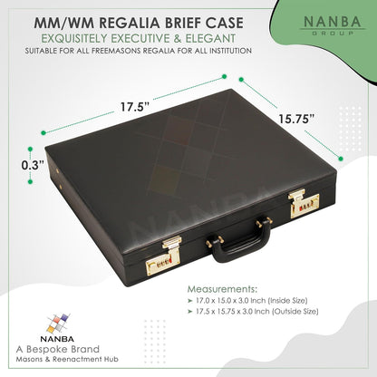 Premium Masonic Regalia Master Mason & Paster Master Mason MM/WM Briefcase – Black Imitation Leather Hard Case with Gold Locks | Freemason Bags & Storage Cases (MM/WM)