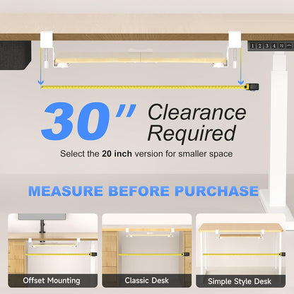 suptek Keyboard Tray Under Desk Pull Out with C Clamp Mount, Computer Keyboard & Mouse Tray, 25.6 (30 Including Clamps) x 11.8 inch Slide-Out Platform Computer Drawer for Typing, Light Wood, DSF1QM