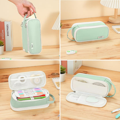 Pencil Case Large Zipper Pencil Pouch for Girls Kids Teens Adults Aesthetic Pencil Bag Stationery Organizer Pencil Case with Handle for School Green