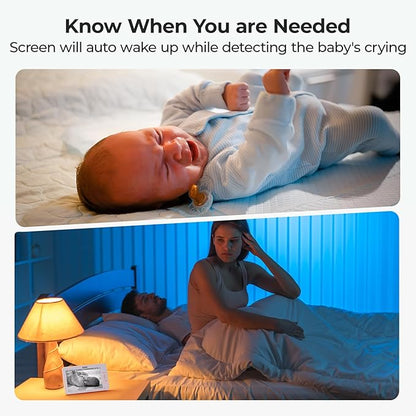 7" 1080P Full HD Split-Screen Baby Monitor,100 Hrs 5000mAh Battery Runs 4 Days with Flexible Bracket,No WiFi Baby Monitor with 2 FHD Cameras Hack-Proof,4X Zoom,2-Way Talk,Temp Alert/Lullabies/VOX