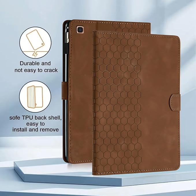Case for Samsung Galaxy Tab A 10.1 2019 Model SM-T510/T515, Multi-Angle Viewing Smart Stand with Pocket PU Leather Tablet Cases Flip Folio Cover Brown