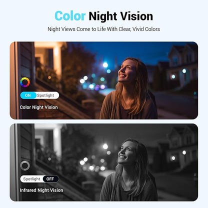 Techage Solar Security Cameras Wireless Outdoor, 2K Battery Powered WiFi Cameras for Home Security with AI Motion Detection, Color Night Vision, 2-Way Talk, IP66 Waterproof, Cloud/SD Storage 2 Pack