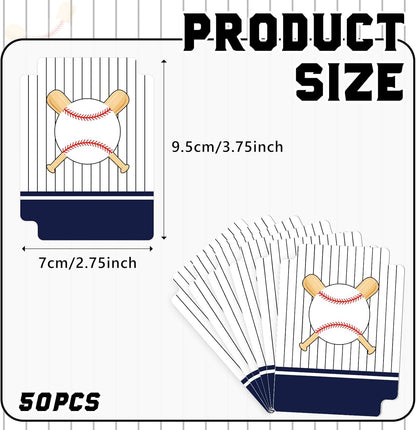 50pcs Baseball Team Card Dividers Plastic Index Card Storage Dividers with Tabs for Boys Men Gifts Card Separators for Organizing Sports Recipe Game Card