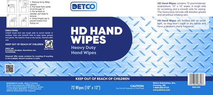 Hand and Tool Wipes, Heavy Duty Tool Cleaning Wipes, Hand Cleaning Wipes, Degreasing, Waterless Hand Cleaner, Dual Surface, Work Surface Wipes - 72 Count