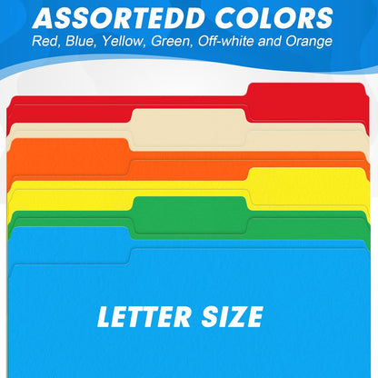 File Folder, HERKKA 120 Pack 1/3 Cut Tab File Folders, Colored File Folders Designed for Office and Classroom Use, Letter Size, Assorted 6 Colors