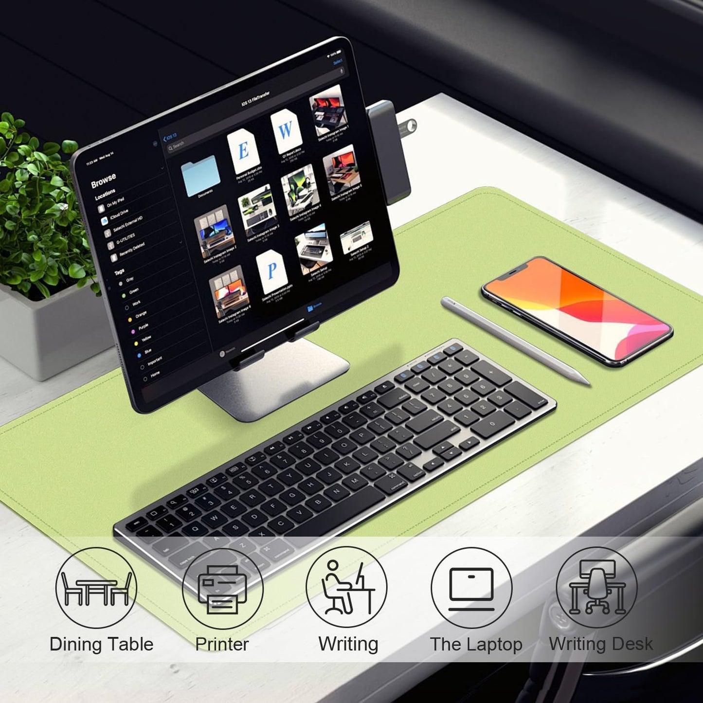 Large Desk Pad 47.2" x 17", Leather Desk Mat Protector, Non-Slip PU Leather Desk Blotter Pad, Large Mouse Keyboard Mat, Waterproof Desk Cover Pad for Office & Home(Matcha Green)