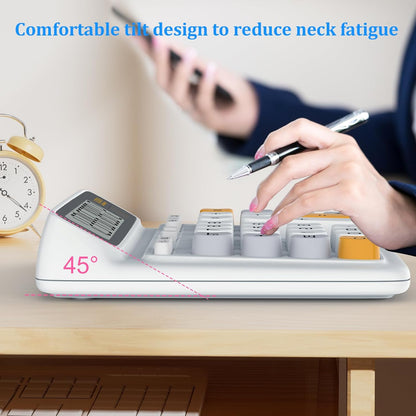 Desktop Calculator with Extra Large 5-Inch LCD Display, 12-Digit Two Way Power Solar & Battery Office Calculator with Big Buttons for Business, Accounting & Home Use(Grey)