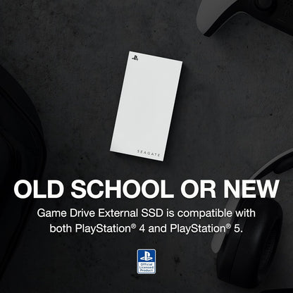 Seagate Game Drive for PS5 External SSD 2TB Solid State Drive - USB 3.2 Officially Licensed White with Blue LED Lighting (STMH2000100)