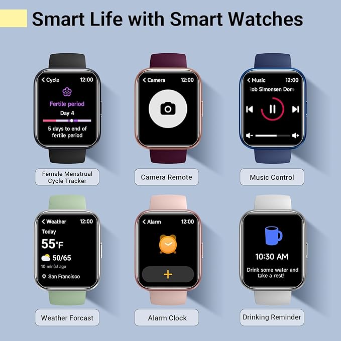 Smart Watches for Women/Men, Smart Watch for Android Phones & iPhone, Fitness Watches for Women with Alexa, Call & Notification Alerts, Tracks Heart Rate/Sleep Smartwatches (Green, 1.8 inches)