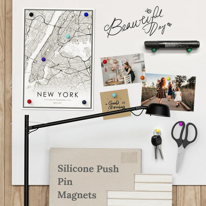 SMART&COOL Silicone Anti Scratch Push Pin Refrigerator Magnets, Thumbtack Magnets for Fridge, Dry Erase Board, Whiteboard, Office, Classroom, School (20 Pack, Multi)