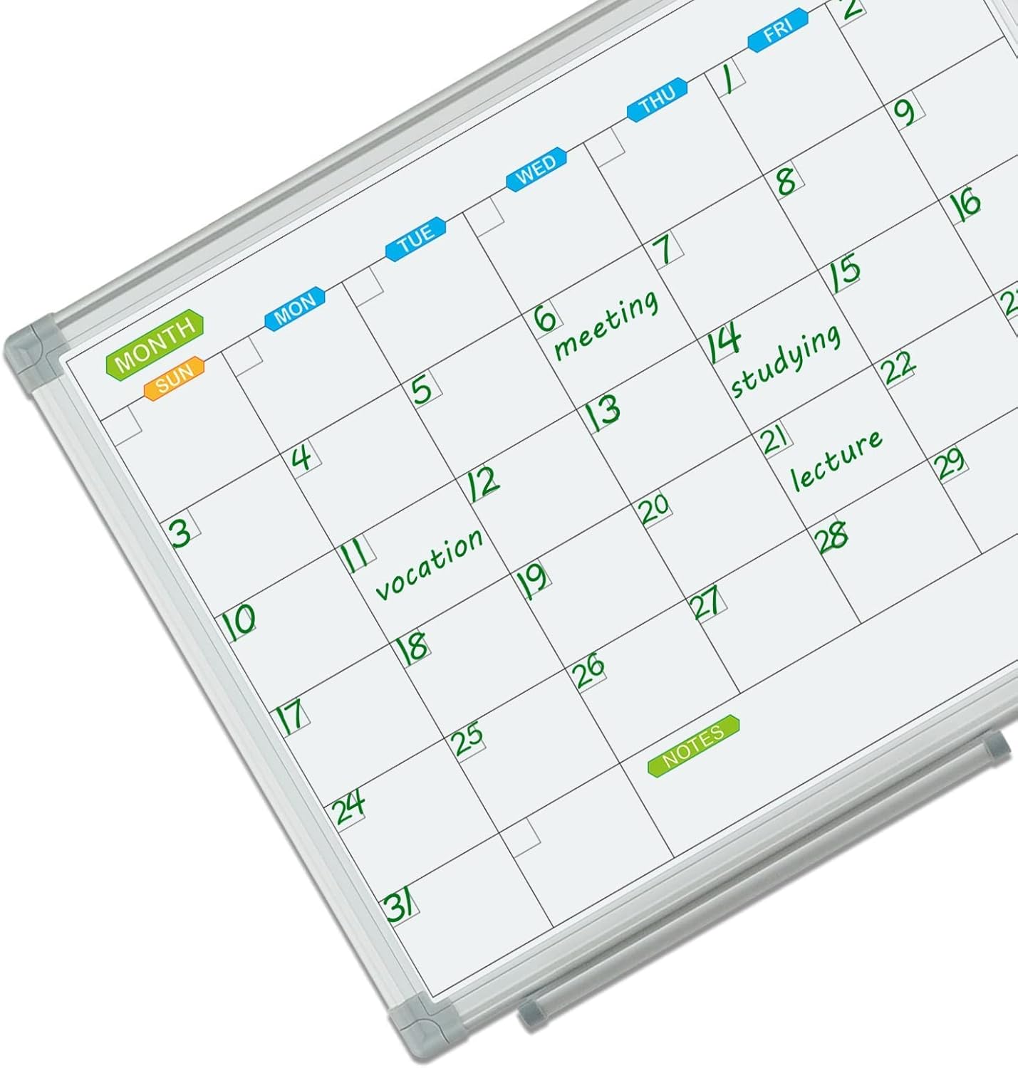 JILoffice Monthly Dry Erase Calendar Whiteboard 15 x 12 Inch, Double Sided Hanging Dry Erase Board/Calendar Board, Silver Aluminum Frame Portable Board for Office Home and School