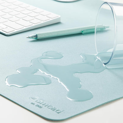 Smead Desk Pad, Vegan Leather Desk Mat with Non-Slip Faux Suede Backing, Perfect Desk Organizer for Office Decor, 36” x 17” Large, Superior Blue (64830)