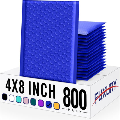 Fuxury Bubble Mailer 800Pcs 4x8 Bubble Mailers Bulk Royal Blue Shipping Padded Envelopes Usable Size 4x7” Waterproof Mailing Envelopes for Mailing,Packaging, Small Business #000