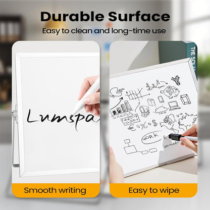 Lumsapx Desktop Whiteboard with Stand, 16" x 12" Double-Sided Dry Erase Board with Stand, Portable Stand White Board for Office, Home, School