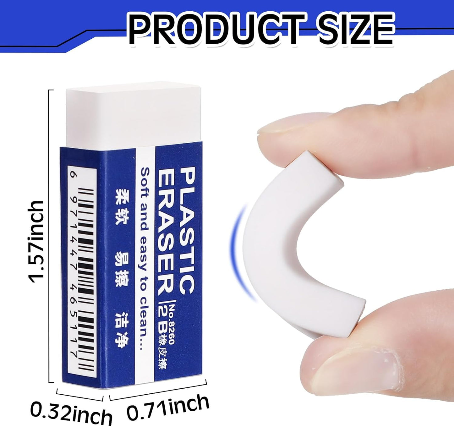 Yeaqee 300 Pcs White Pencil Erasers Bulk Soft Art Erasers School Pencil Erasers for Drawing Kids Student Artist Office Home Writing 1.57 x 0.71 x 0.31 Inch